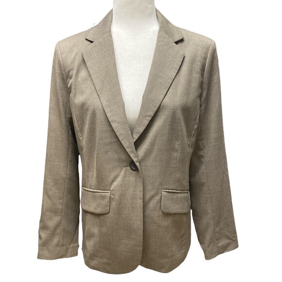 Vtg Eddie Bauer Size 8P 98% Wool Career Jacket Blazer Grayish Beige Preppy - Picture 2 of 10